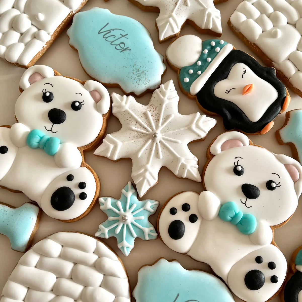 Lot de 10 sablés personnalisés Banquise lesdelicesdecaro