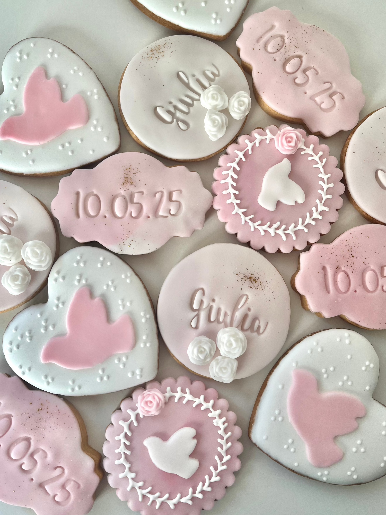 Lot de 10 sablés personnalisés Baptême Colombe lesdelicesdecaro