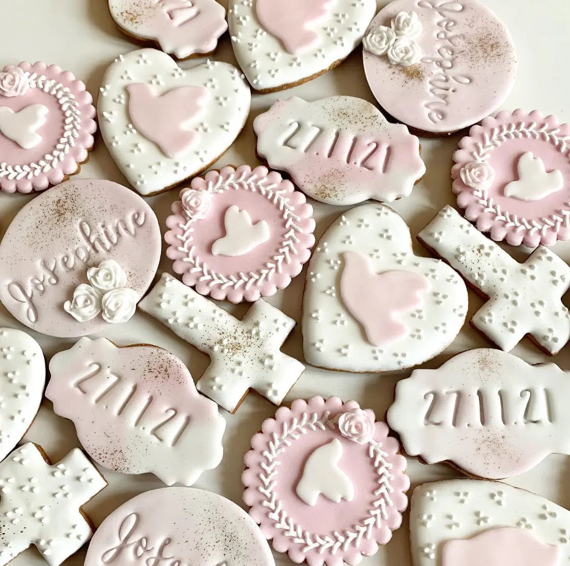 Lot de 10 sablés personnalisés Baptême Colombe lesdelicesdecaro