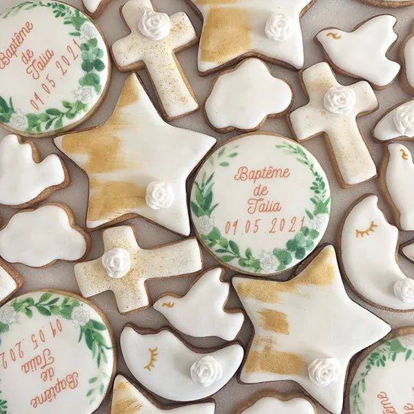 Lot de 10 sablés personnalisés Baptême lesdelicesdecaro