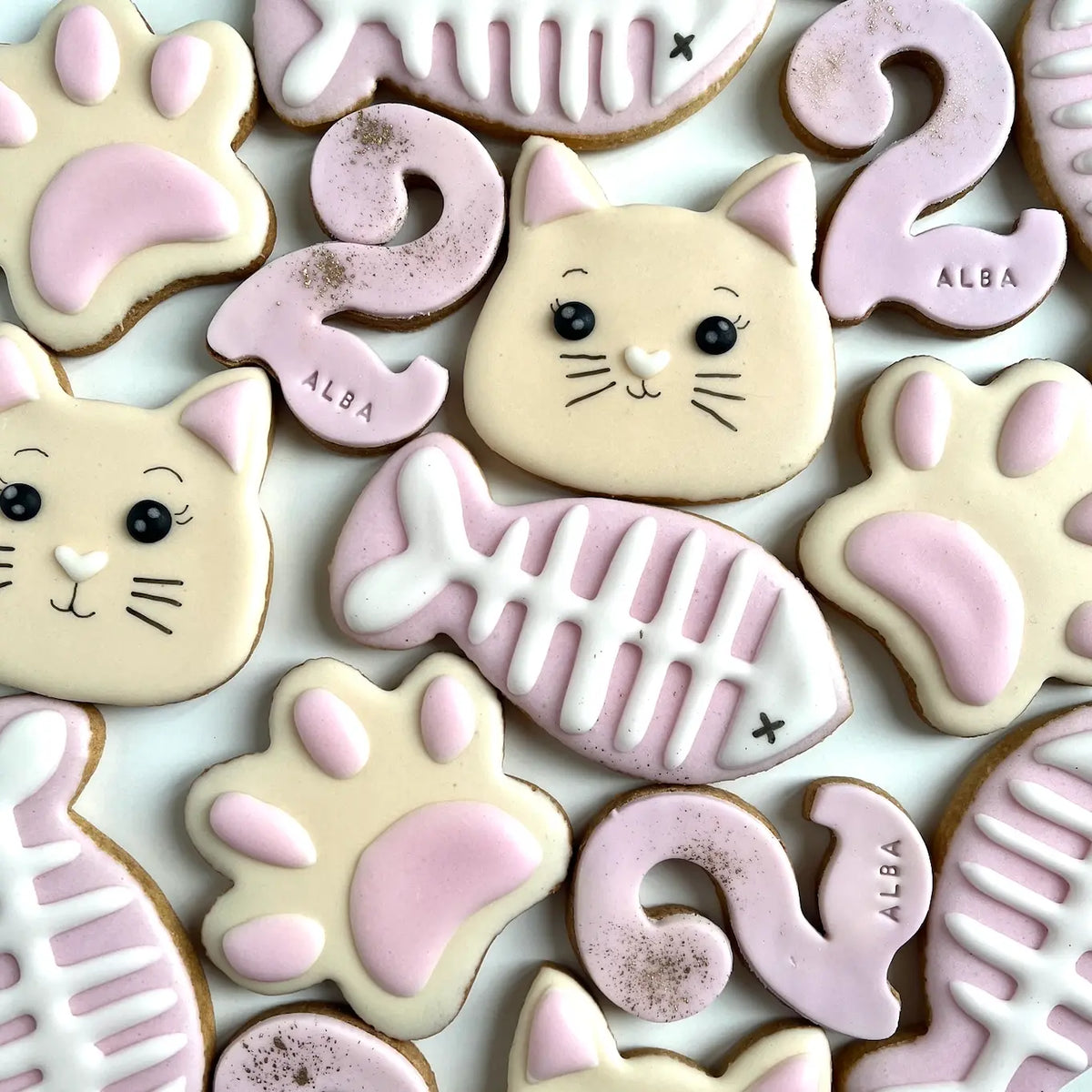 Lot de 10 sablés personnalisés Chat lesdelicesdecaro