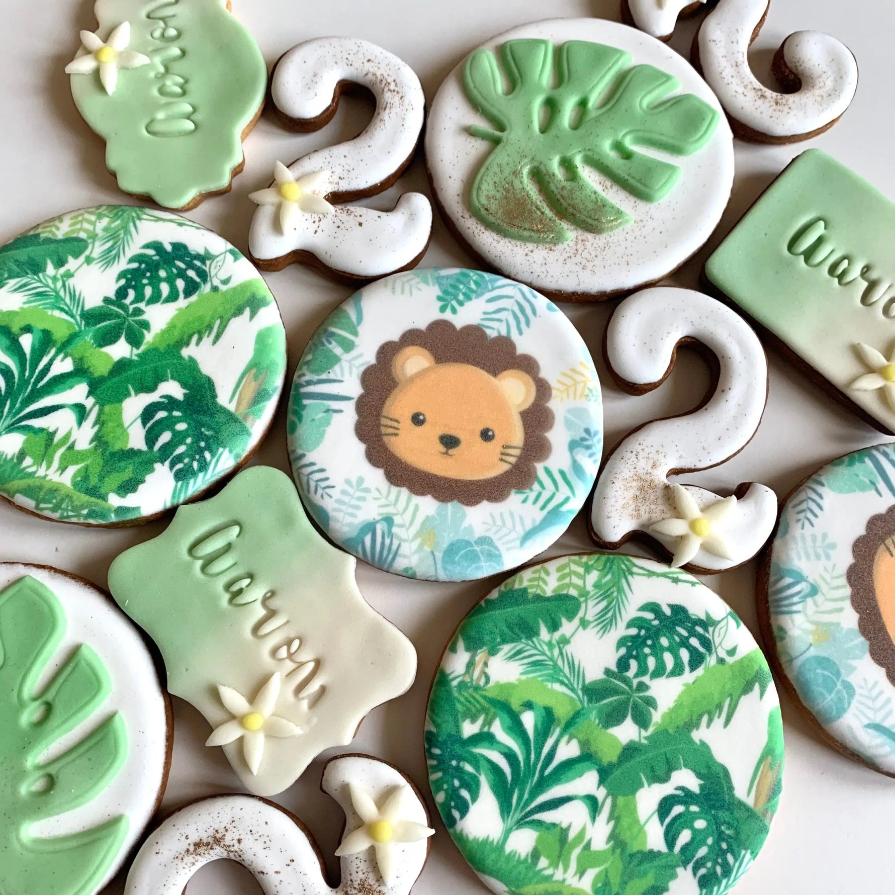 Lot de 10 sablés personnalisés Jungle Lion lesdelicesdecaro