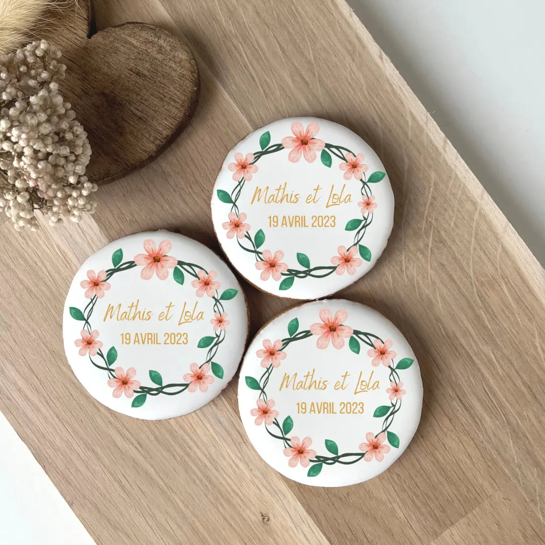Lot de 10 sablés personnalisés Mariage Bohême lesdelicesdecaro