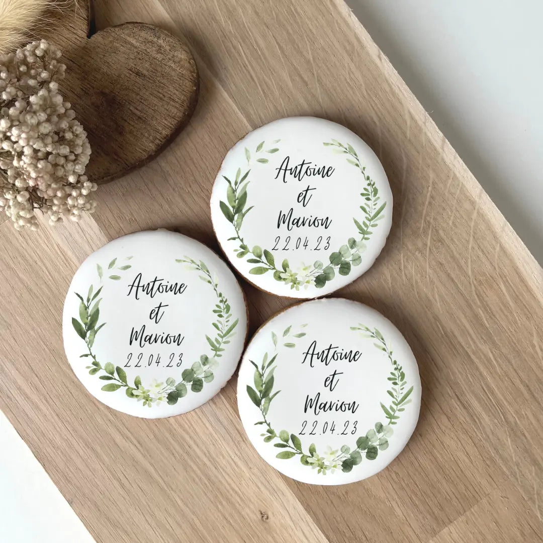 Lot de 10 sablés personnalisés Mariage Champêtre lesdelicesdecaro