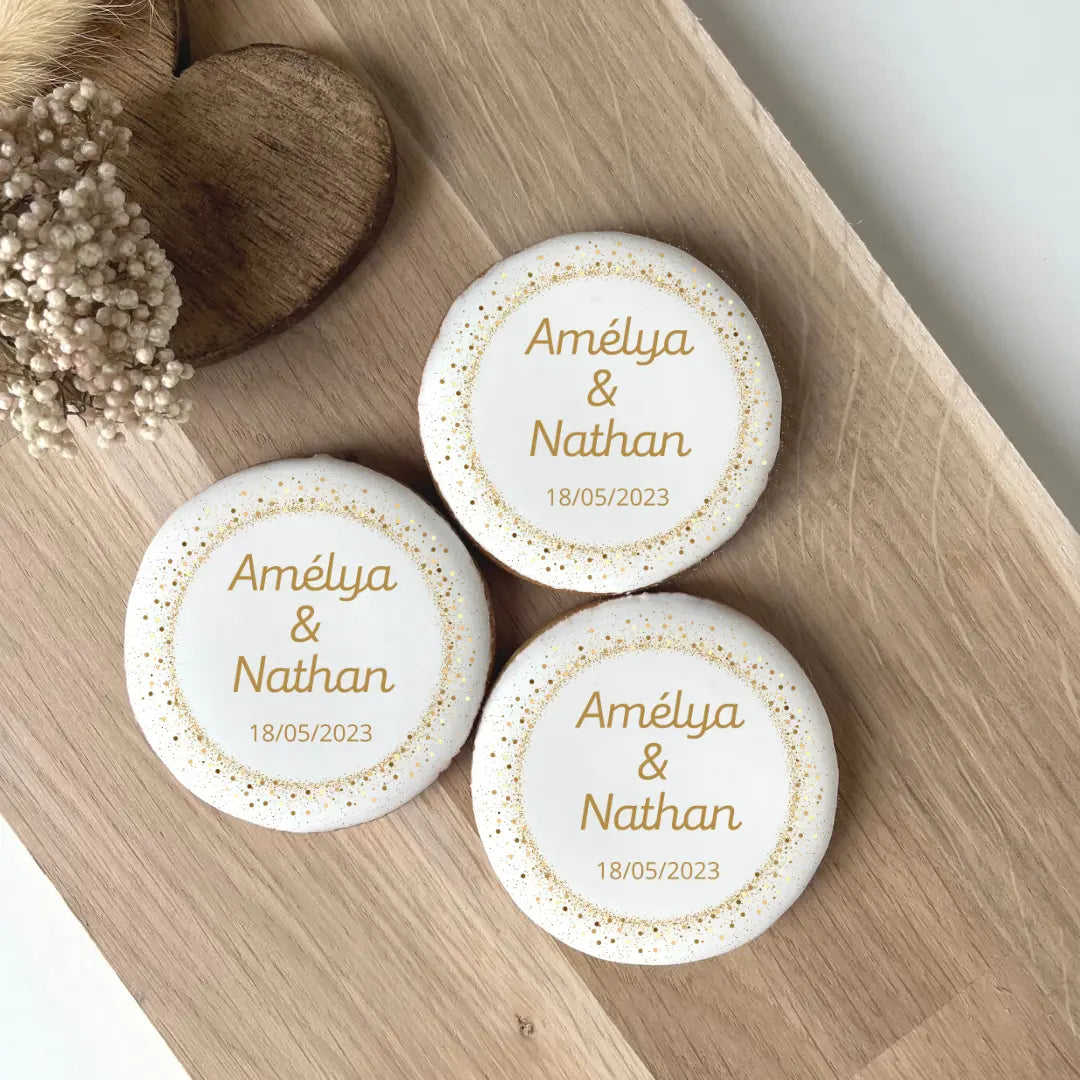 Lot de 10 sablés personnalisés Mariage Glam Chic lesdelicesdecaro