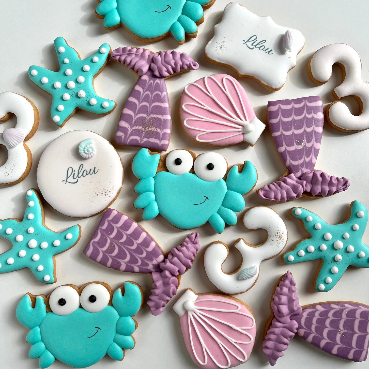 Lot de 10 sablés personnalisés Mer/Crabe lesdelicesdecaro