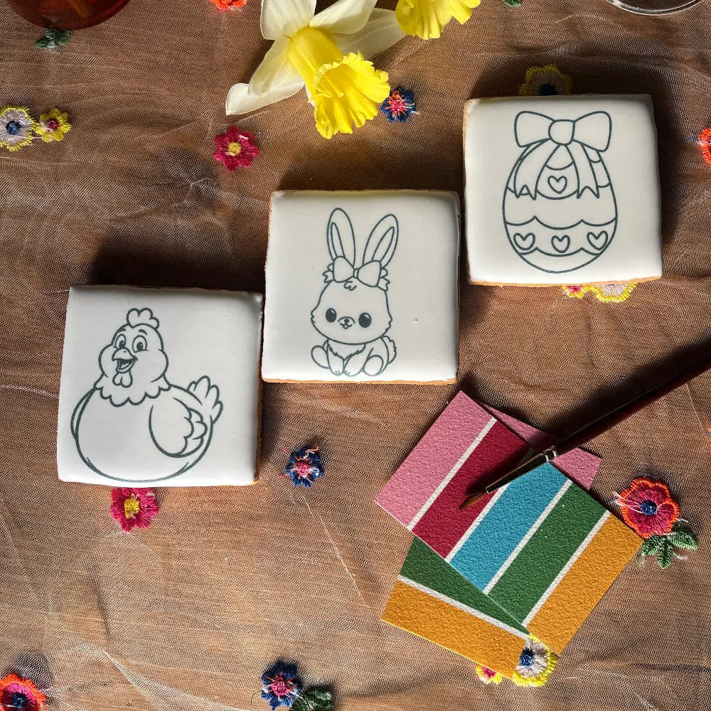 lot de 3 biscuits de pâques à peindre, pour enfants. activité créative, ludique et gourmande garantie !