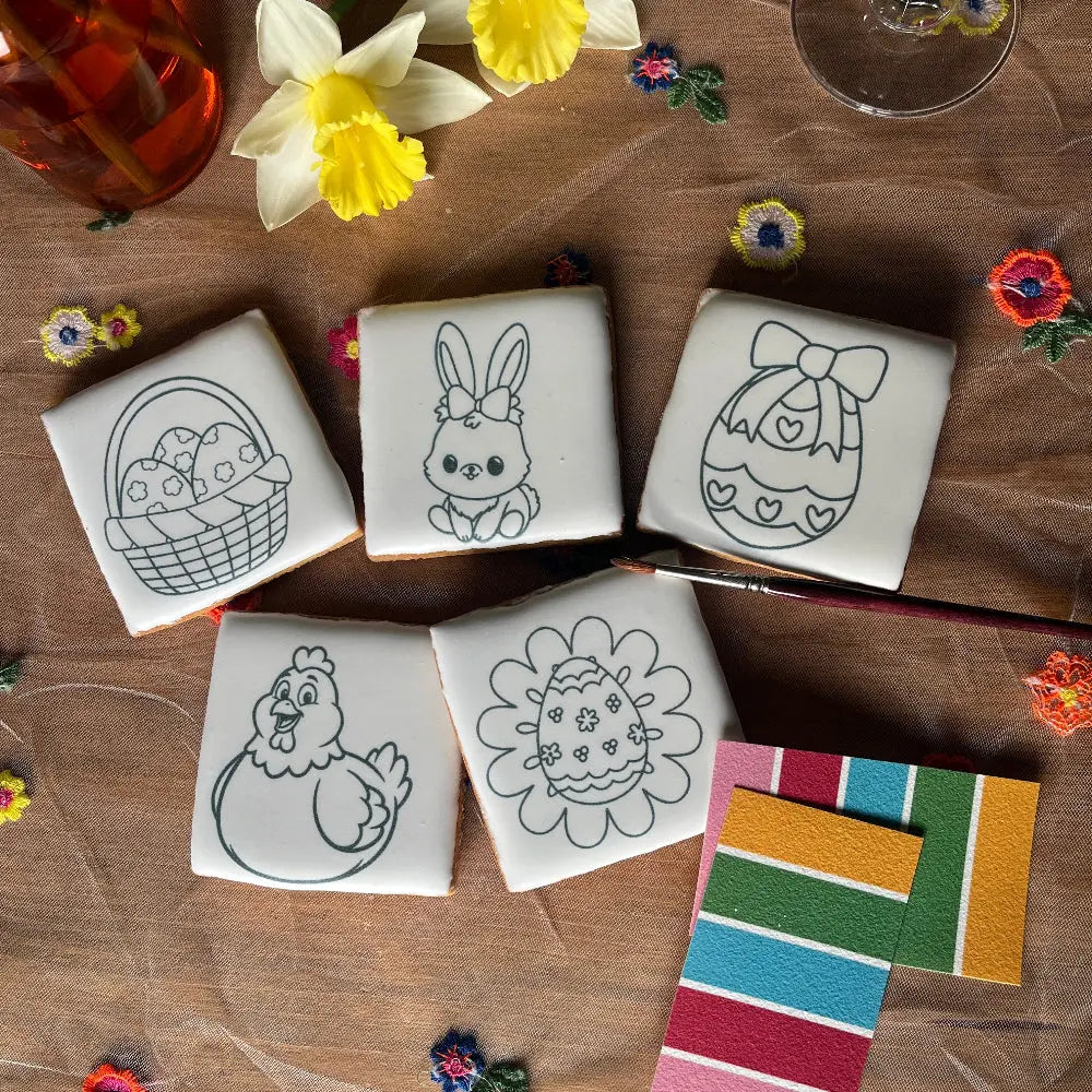 lot de 5 biscuits de pâques à peindre, pour enfants. activité créative, ludique et gourmande garantie !